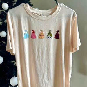 Cream T-Shirt with Colorful Disney princess Dress Graphics